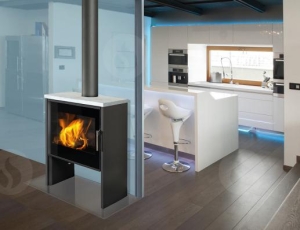 Piec kominkowy ROMOTOP RIANO N05 płyta stalowa + kamień