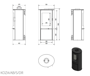 Piec wolnostojący KOZA AB S/DR 8kW BLACK