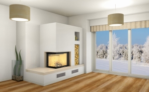 Obudowa kominkowa FIRE-2 SZYBY 026 kominek z montażem