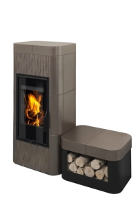 Piec kominkowy HEIN DOLO 2 kaflowy z ceramiczną ławeczką