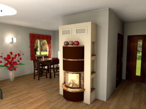 Obudowa kominkowa FIRE-SZYBA PÓŁOKRĄGŁA 091 kominek z montażem