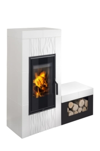 Piec kominkowy HEIN DOLO 1 kaflowy z ceramiczną ławeczką