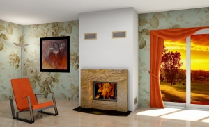 Obudowa kominkowa FIRE-1 SZYBA 019 kominek z montażem